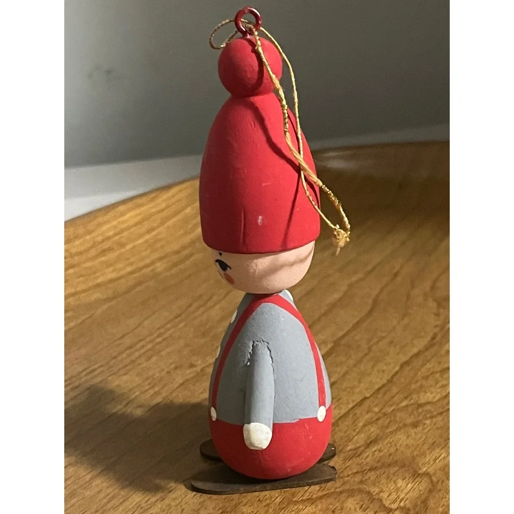 Scandinavian Folk Art Bo Svensk Tomte Gnome Elf lantern Ornament  Vtg Christmas‎
